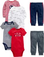 Simple Joys by Carter's Baby Boys' 6-Piece Bodysuits (Short and Long Sleeve) and Pants Set - Image 2